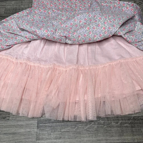 Gap Kids Little Girl's Drop Waist Floral Pink Dress w/ Tulle Slip Size L - Picture 7 of 10